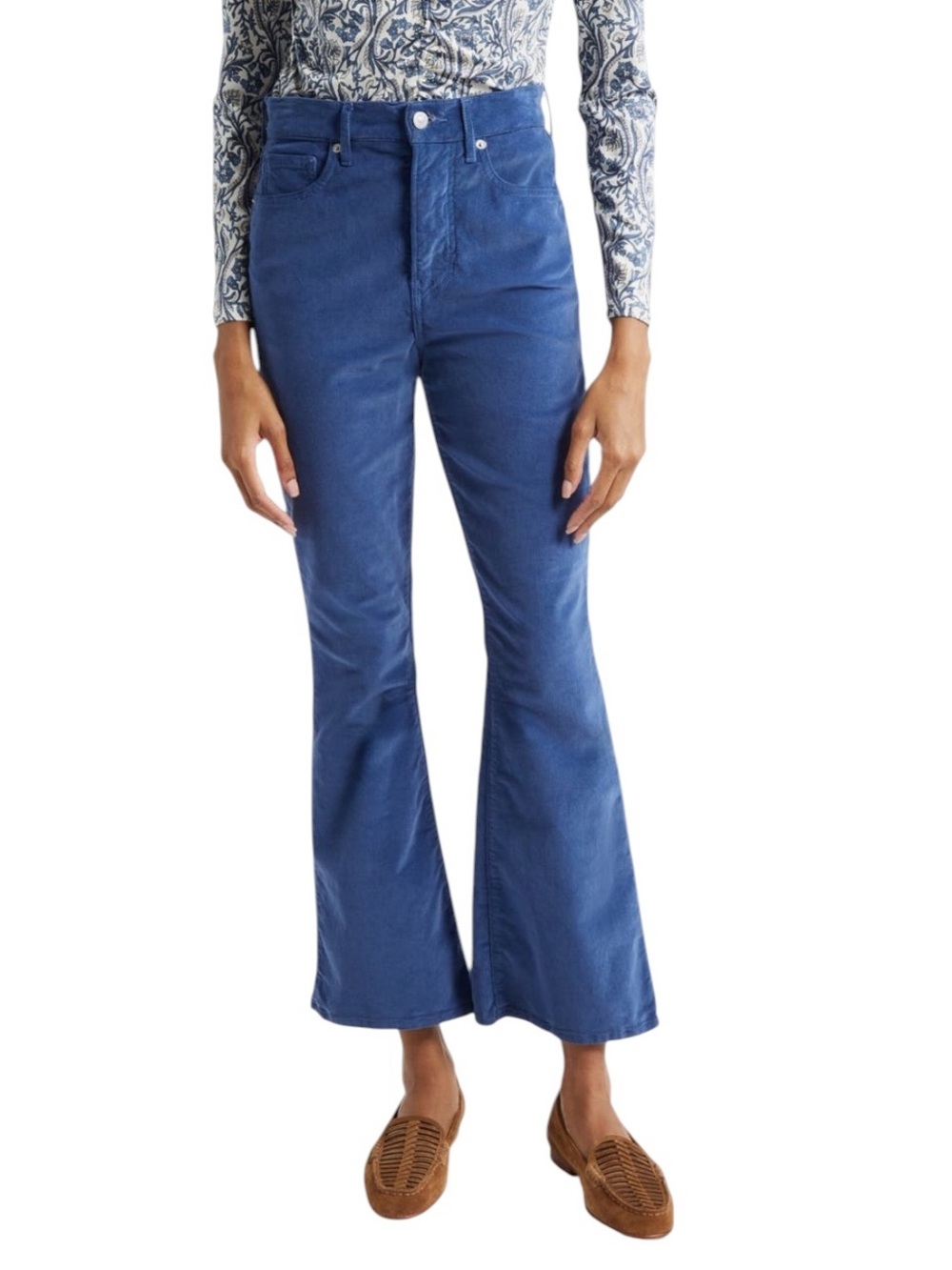 Veronica Beard Carson Ankle Flare Pants Size 30 Corduroy High Rise NWOT Blue